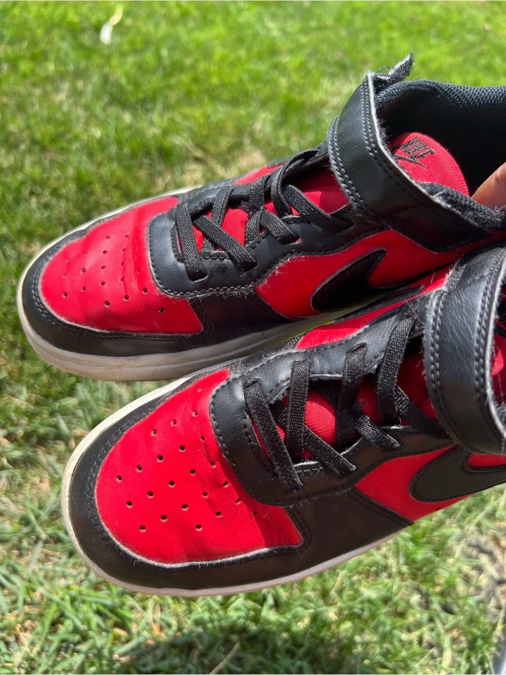 Nike Kids Black and Red High-Top Sneakers with Strap
